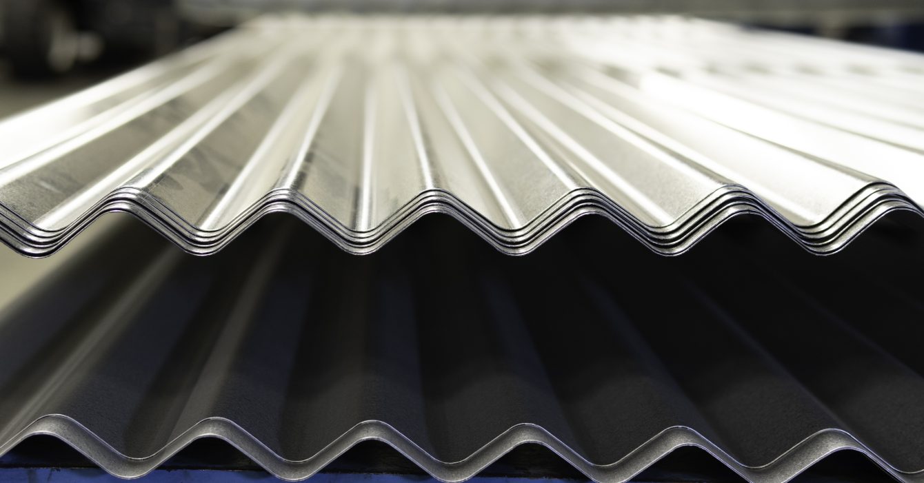 Closeup shot of a corrugated metal roofing